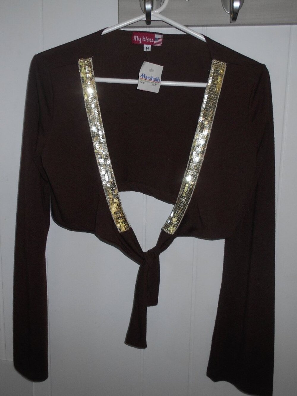 Brown & Sequined Gold Top-Medium- NWT
